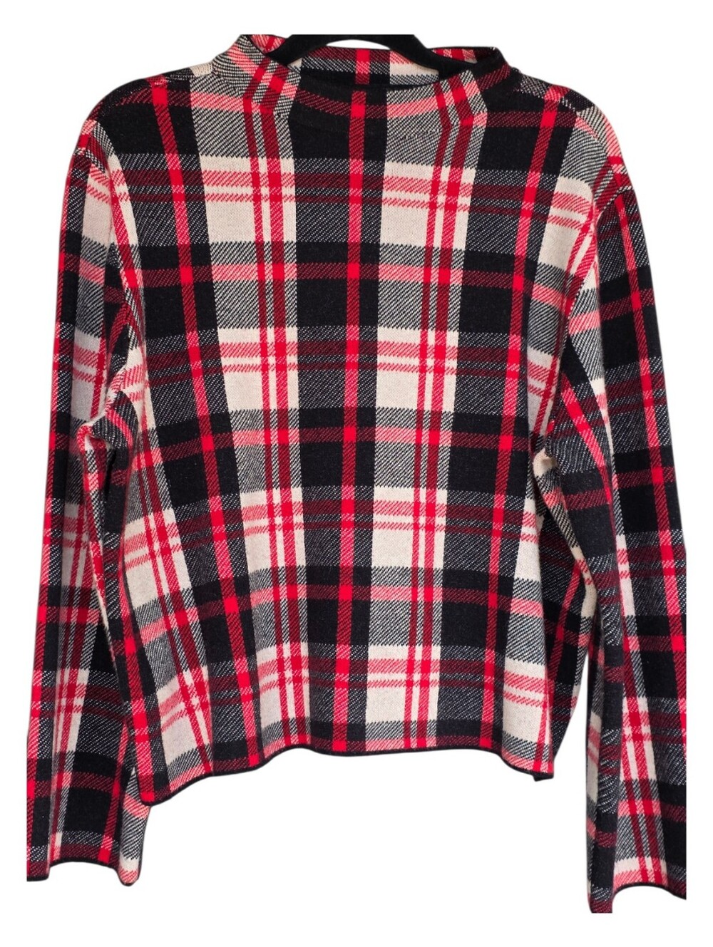 Ann Taylor Relaxed Plaid Jubilee Sweater Red Black White XXl - Picture 2 of 5